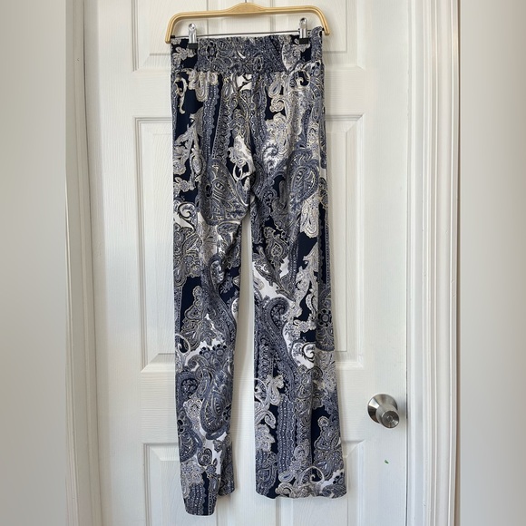 Cache Paisley Print Palazzo Wide Leg Pants Size 4 - Picture 2 of 5